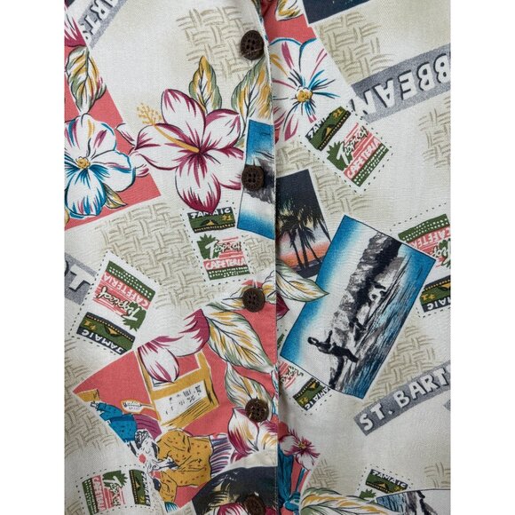 Caribbean Joe Hawaiian Shirt Tropical Print Button-Up Size Large - Picture 3 of 5